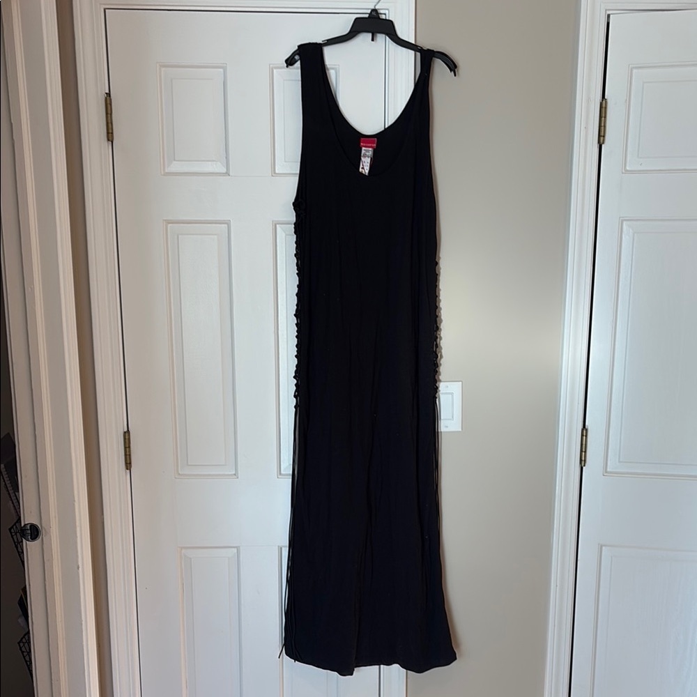 Black Ruched Sleeveless Maxi Dress